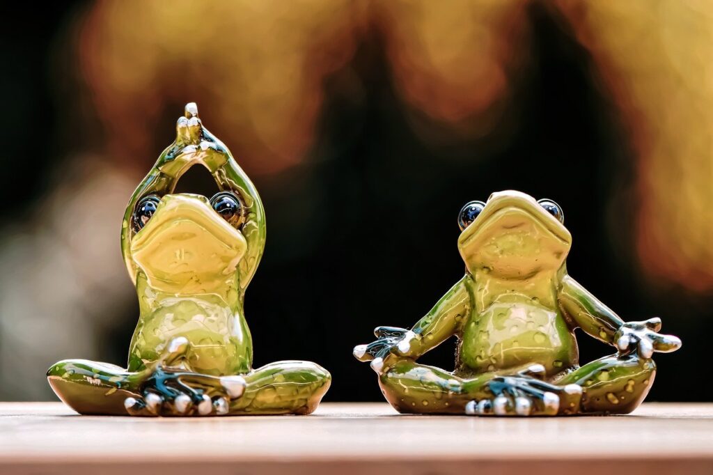 frogs, yoga, figure